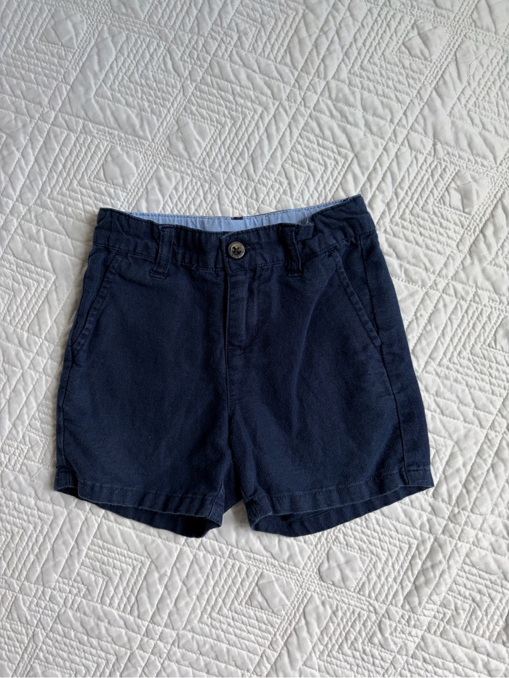Janie and Jack Navy Blue Linen Cotton Shorts 18-24 Months Lightweight